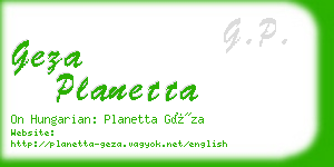 geza planetta business card